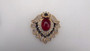 KJL Kenneth Jay Lane Mughal Red Blue Gripoix Style Cabs Pin Pendant Rhinestones