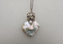 35mm White Keshi Reborn Pearl Pendant Art Nouveau Revival Leaves Adornment