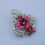 RHINESTONE CHRISTMAS TREE BROOCH XMAS PIN ENAMELED FLOWER