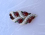 Vintage Crown TRIFARI L'Orient Pin Brooch Amber Glass Cabs Creamy White Enamel