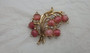 Rare Coro Lily of the Valley Pink Moonstone Molded Fruit Salad Glass Brooch Pin