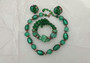 Coro Green Gripoix Glass Necklace Bracelet Ear's Poured Foil Beads Vintage Set