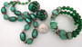 Coro Green Gripoix Glass Necklace Bracelet Ear's Poured Foil Beads Vintage Set