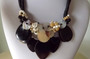 Vintage Boho Couture Statement Seashell Necklace Big Dyed Sliced MOP & Other Shell Beads