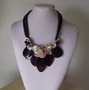 Vintage Boho Couture Statement Seashell Necklace Big Dyed Sliced MOP & Other Shell Beads