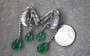 Art Deco Ciner Look of Real Diamond Emerald Poured Glass Baguettes Earrings