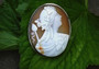 19th Century 10K Gold Cameo of Bacchus, Ram on Shoulder, Grapes & Leaves in Hair