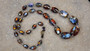 Vintage Art Deco Venetian Fire Opal Foil Glass Beads Czech Necklace Vivid Colors