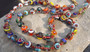 Rare Colorful Millefiori Glass In Clear Beads Necklace Hand Knotted Italy Murano