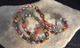 Rare Colorful Millefiori Glass In Clear Beads Necklace Hand Knotted Italy Murano