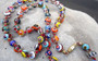 Rare Colorful Millefiori Glass In Clear Beads Necklace Hand Knotted Italy Murano