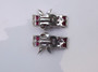 Vintage Jomaz Ruby Red Invisible Set Earrings Clear Rhinestone Accents Rare!