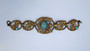 Vintage Czech Gold Ormolu Bracelet Glass Turquoise Cab, Glass Pearls, Victorian And Art  Nouveau Influence