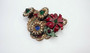 Vintage Jewelry Trembling Flowers ENAMEL Rhinestones Brass Rare Deco Era Trembler Pin 3D Fabulous