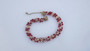 Vintage Trifari Necklace 3 Strands Red Cranberry AB Glass Beads Gold Plated