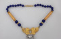 RARE jewelry Signed Donald Stannard Winged Twin Lions  Necklace Cobalt Blue & Huge Cylinder Plastic Beads