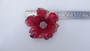 Huge Vintage Red Cellulose Acetate Flower Brooch Pin & Earrings Set Rhinestones Summer Of Flowers