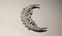 Art Deco Crescent Moon Rhinestone Brooch Vintage Celestial Jewelry Paste Stones Pot Metal Pin