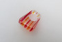 Huge Vintage 60's Perspex Lucite Red Yellow Orange Laminated Clear Stripe Ring