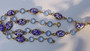 Stunning Riviere Necklace Silver Metallic Foil & Cobalt Blue Glass Stones Big Drop Pendant Maybe Juliana