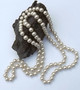 Vintage Glass Pearls Necklace Rope Length 48 inches Long 10mm Heavy Gorgeous Old Costume Jewelry