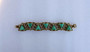 Unique SELRO SELINI Wide Bracelet Green Marbled Pyramid Stones High Relief Antique Brass Old Costume Jewelry