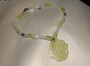 Green & Lavender Jade Beads Necklace w/ Large Chinese Carved Green Jade Pendant, Gorgeous! Old Costume Jewelry