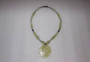 Green & Lavender Jade Beads Necklace w/ Large Chinese Carved Green Jade Pendant, Gorgeous! Old Costume Jewelry