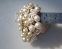 Gorgeous ChaCha Pearls Pearl Cuff Bracelet, Wide Elegant Chunky w/ Rhinestone Accents