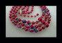 Not Just Christmas Jewelry Vintage 3 Strand Necklace Earrings Set Holiday Red Satin Pearly Colors Deep Purple Blue Too!