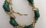 Vintage Coro Necklace Green Organic Free Form Plastic Stones Faux Pearls Light Gold Plated Finish Old Costume Jewelry (ESOC))