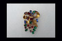 1930s Rare Huge Eisenberg Original Fur Clip Flower Spray Bow With Jewel Tone Colored Stones Gold Metal