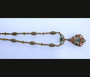 Antique Art Deco Micro Mosaic Lavalier Pendant Necklace W/ Mosaic Links Neck Chain Rare