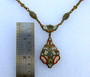 Antique Art Deco Micro Mosaic Lavalier Pendant Necklace W/ Mosaic Links Neck Chain Rare