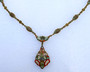 Antique Art Deco Micro Mosaic Lavalier Pendant Necklace W/ Mosaic Links Neck Chain Rare