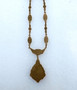 Antique Art Deco Micro Mosaic Lavalier Pendant Necklace W/ Mosaic Links Neck Chain Rare