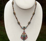 Antique Art Deco Micro Mosaic Lavalier Pendant Necklace W/ Mosaic Links Neck Chain Rare