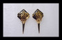Vintage Edgar Berebi Black Gold Enameled Earrings Long Dangles