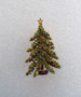 Vintage Signed Art Enamel Christmas Tree Pin Rare Hard To Find Piece 3D Ruffly Green With Rhinestones