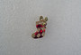 Vintage MONET Christmas Stocking Red Enamel Rhinestone Accent Green Bow Brooch Xmas Pin