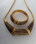 1960's Trifari Marbled Lucite Hinged Bangle Bracelet Bold Art Moderne Necklace Set Bakelite Style Plastic