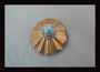 Stunning Signed ART Brooch W/Czech Turquoise Glass Cab High Domed Center Organic Elegance