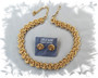 Trifari Necklace & Earrings On Card, Wide Flat Byzantine Chain, Gold Plated Trifari  Jewelry Elegance!