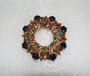 Vintage Wreath Pin Rare Margarite Midnight Blue Glass Flower Stones Rich Gold Plated Metal Gorgeous!