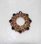 Vintage Wreath Pin Rare Margarite Midnight Blue Glass Flower Stones Rich Gold Plated Metal Gorgeous!