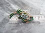 Vintage Reja France Enamel Leaves Flower  Spray Brooch Glass Pearls Rhinestones Rare Pin