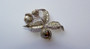 Vintage Marcel Boucher Art Deco Brooch Baguette Rhinestones Silvery Gold Pearl Pods Pin