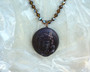 Gorgeous Vintage High Relief Wood Cameo Pendant Intricately Carved 3D Large Chunky W/ Topaz Brown AB Crystal Beads Necklace