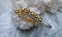 Reja Art Deco Citrine Yellow Glass Paste Brooch Open Back Stones Large Garden Leaf Pin