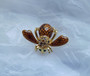 Joan Rivers Brown Python Bee Pin Copper Enamel  Snake Skin Effect Crystal Brilliants